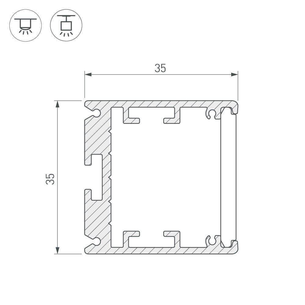 Профиль Arlight SL-ARC-3535-D1500-N90 BLACK (1180мм, дуга 1 из 4) 026596