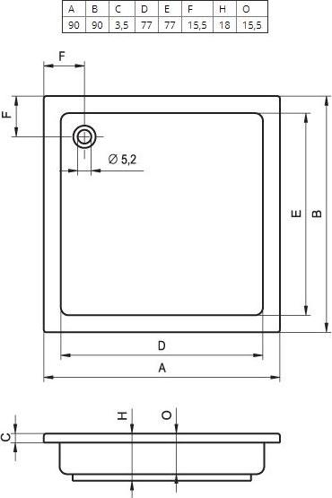 Душевой поддон Riho Saturnus 90x90 DC0400500000000 белый