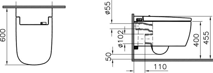 Подвесной унитаз VitrA V-Care Comfort 5674B003-6194 с электронной крышкой-сиденьем, белый