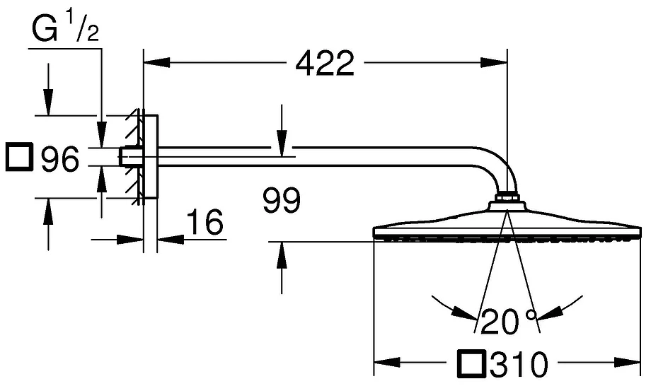 Верхний душ Grohe Rainshower 26564AL0 черный