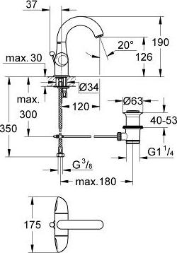 Смеситель для раковины Grohe Aria 21090000