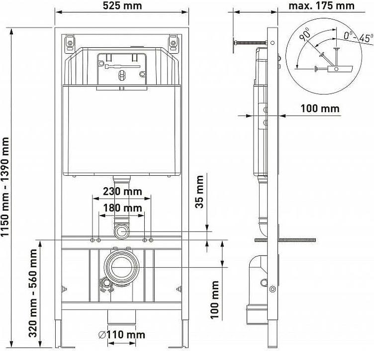 Комплект инсталляция с подвесным унитазом Berges Wasserhaus Novum 043278 с сиденьем микролифт и белой клавишей смыва