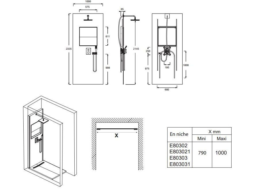 Душевая система Jacob Delafon Ecrin E80302-D39