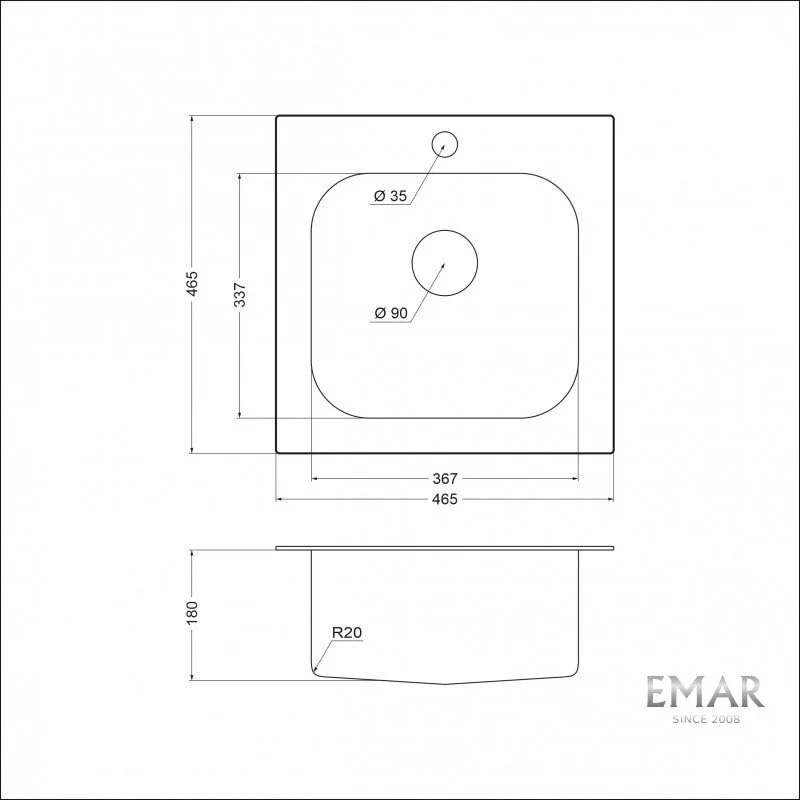 Кухонная мойка Emar Steel 130A серый