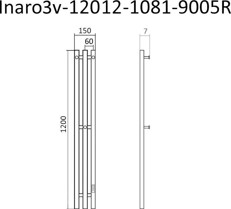 Полотенцесушитель электрический Маргроид Inaro 120x12 Inaro3v-12012-1081-9005R правый, черный матовый