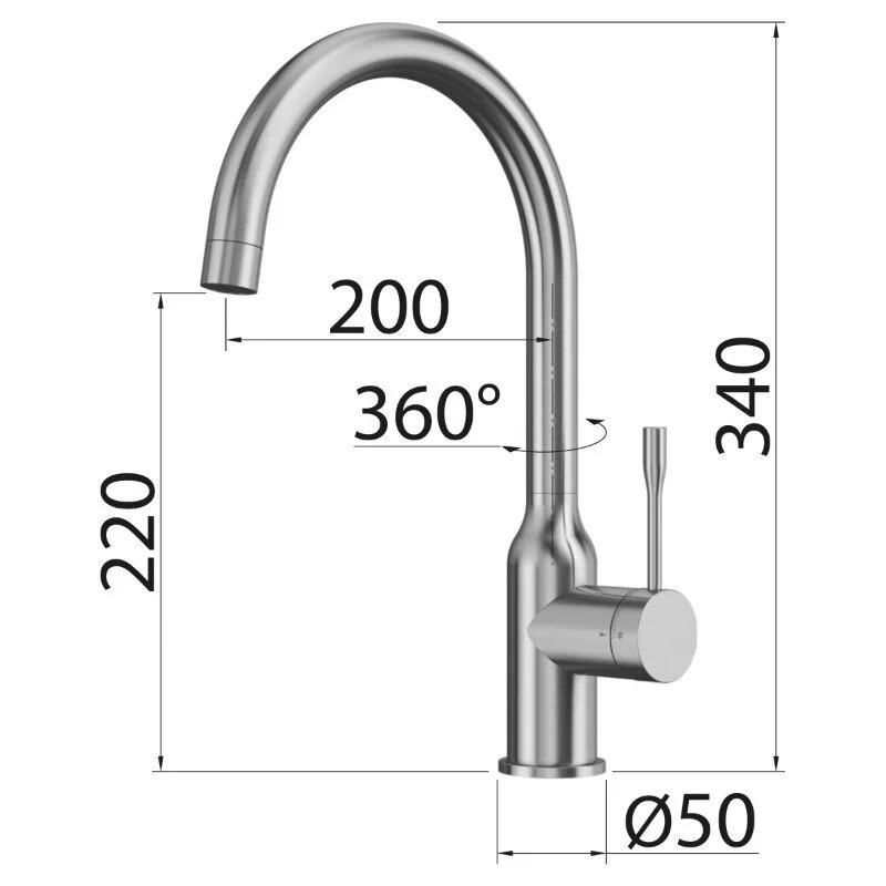 Смеситель для кухни Elghansa Stainless Steel 56B2026-Steel серый