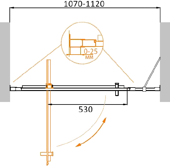 Душевая дверь в нишу Cezares MOLVENO-BA-11-80+30-P-Cr стекло punto