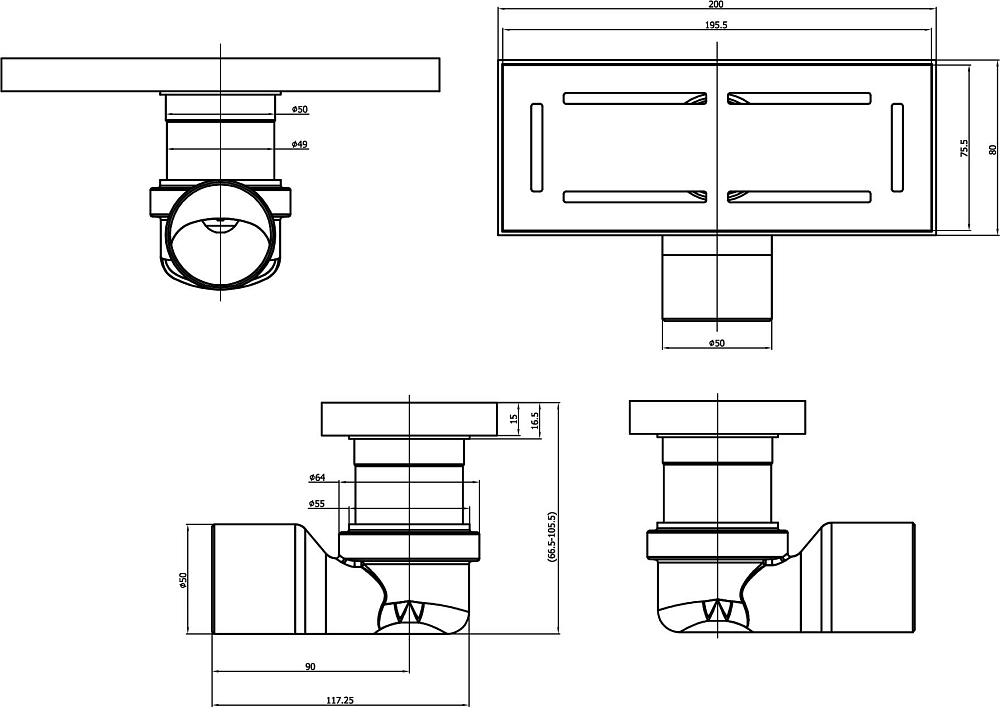 Душевой лоток Magdrain J200G50-BL