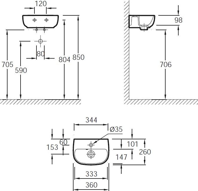 Раковина 36 см Jacob Delafon Odeon Up E4761-00