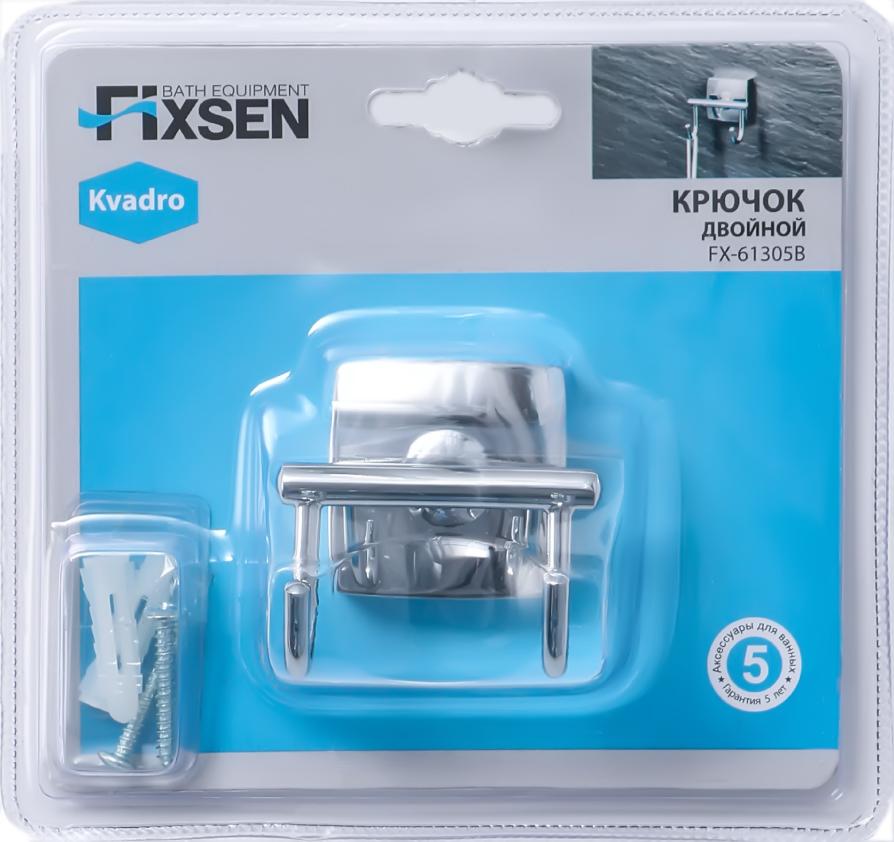 Крючок двойной Fixsen Kvadro FX-61305B хром