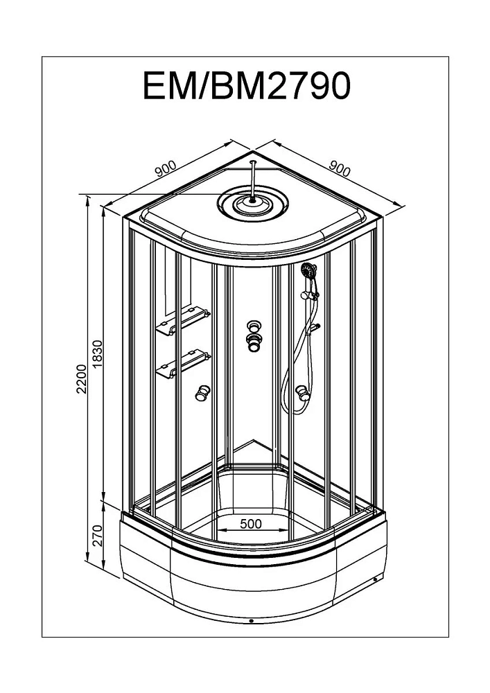 Душевая кабина Deto Em EM2790GM