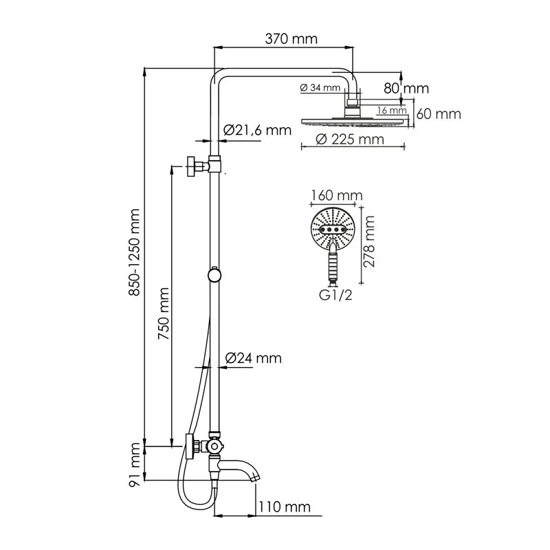 Душевая система WasserKRAFT серия A A188.067.059.WM Thermo хром, белый