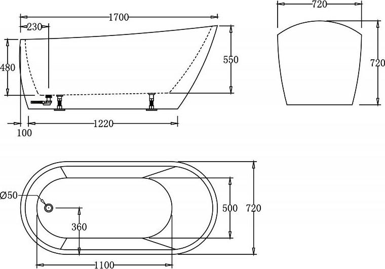 Акриловая ванна BelBagno 170х70 BB62-1700