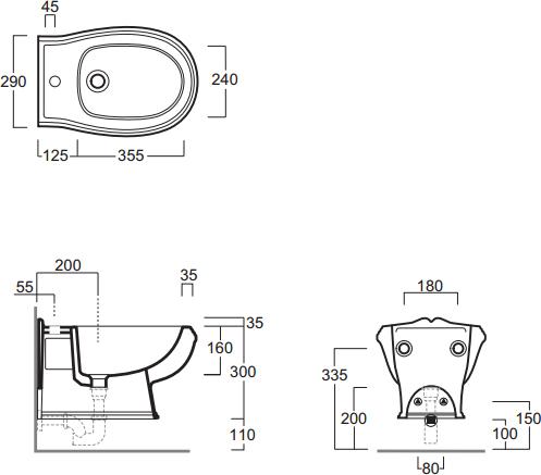 Подвесное биде Simas Arcade AR 843