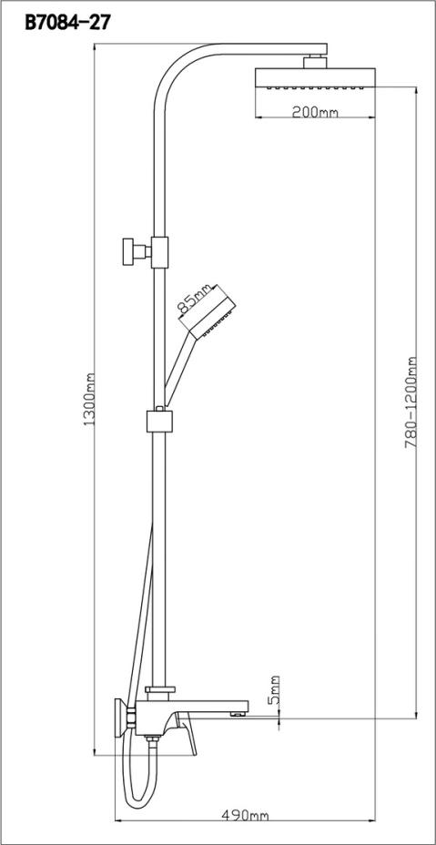 Душевая стойка BOOU B7084-27, хром