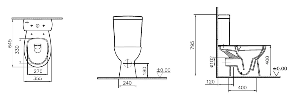 Напольный унитаз-компакт Vitra Norm Zeitgeist 9864B099-7208, безободковый, белый