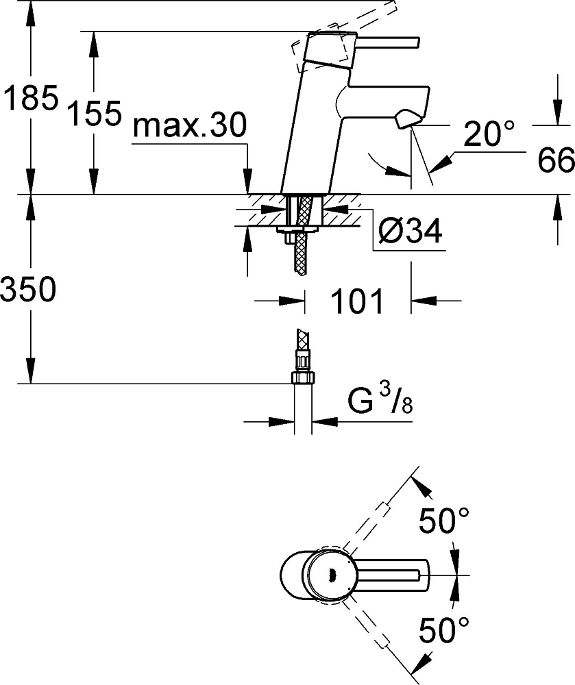 Смеситель Grohe Concetto 3224010E для раковины