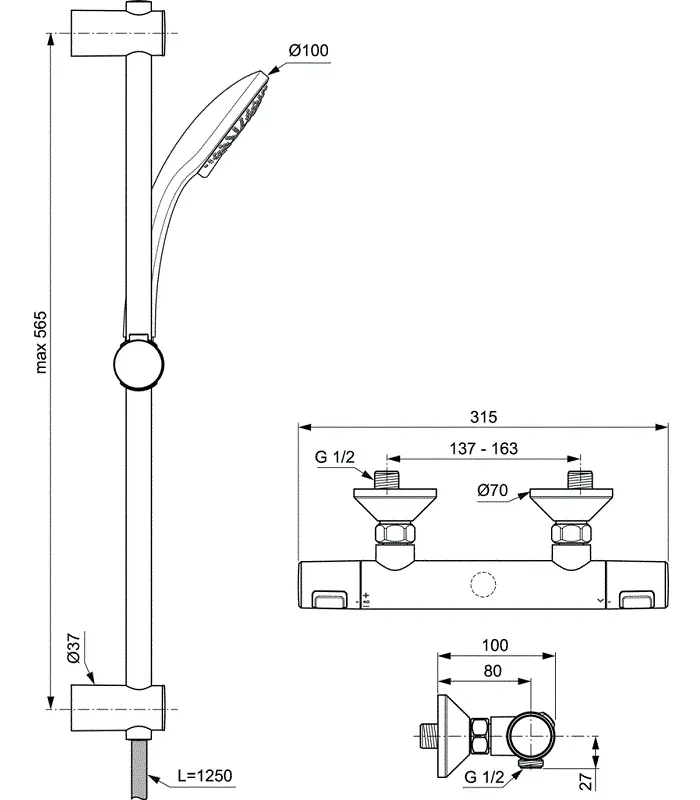 Душевая система Ideal Standard Ceratherm A7203AA хром