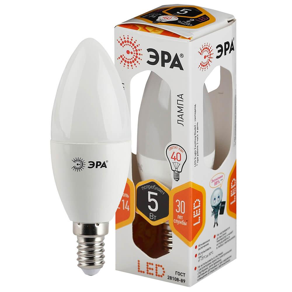 Лампа светодиодная ЭРА E14 5W 2700K матовая LED B35-5W-827-E14 Б0018871