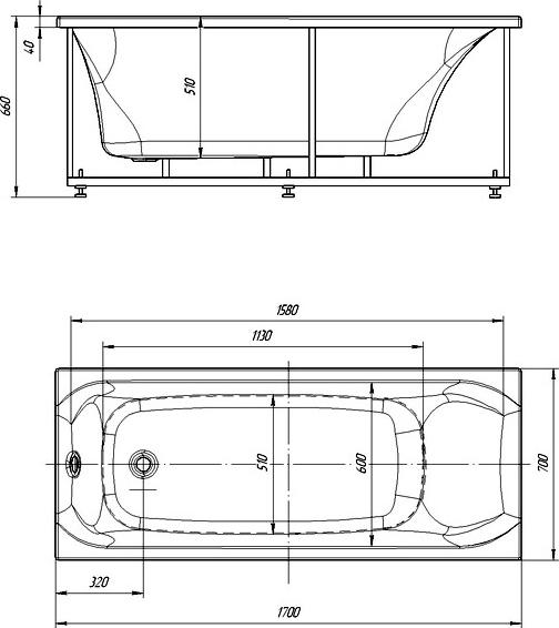 Акриловая ванна Aquatek Альфа 170х70 см ALF170-0000062, белый