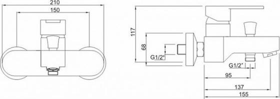 Смеситель Zorg Inox Tesoro-W для ванны с душем