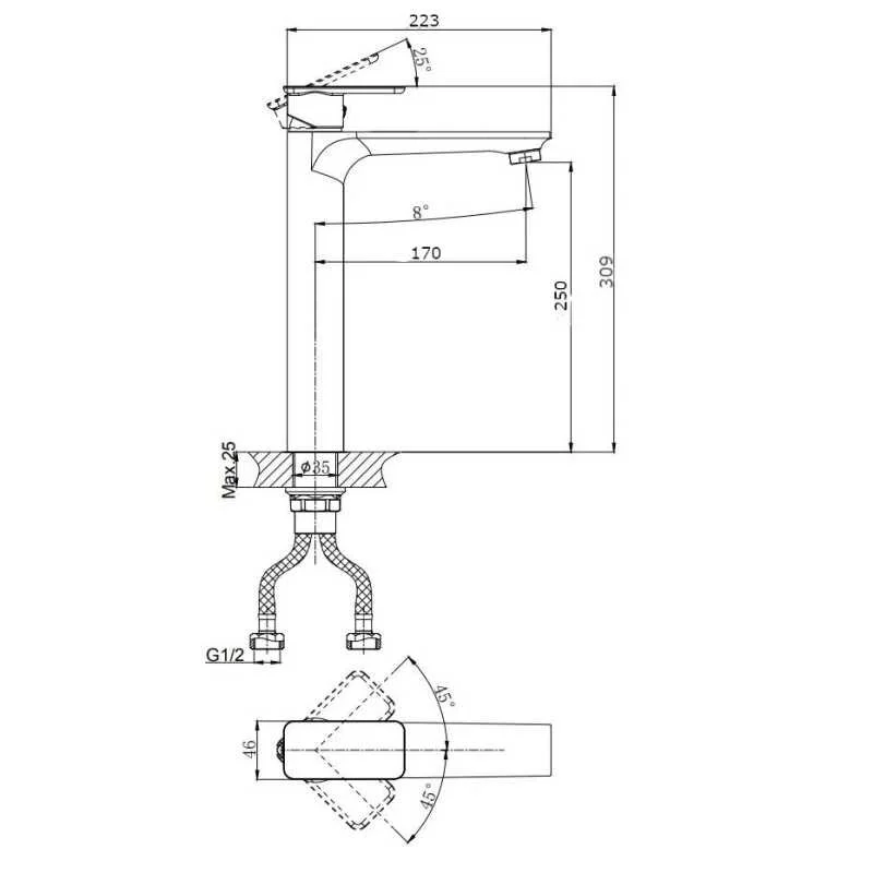 Смеситель для раковины Rush Bruny BR4335-11 хром