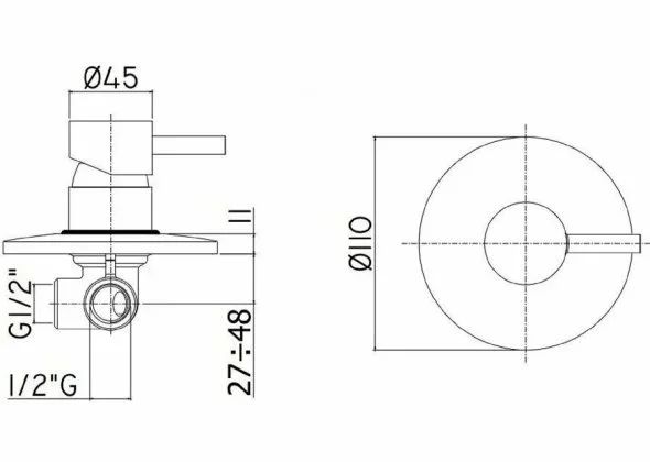 Смеситель для душа Paffoni Light LIG011HG с внутренней частью, золото