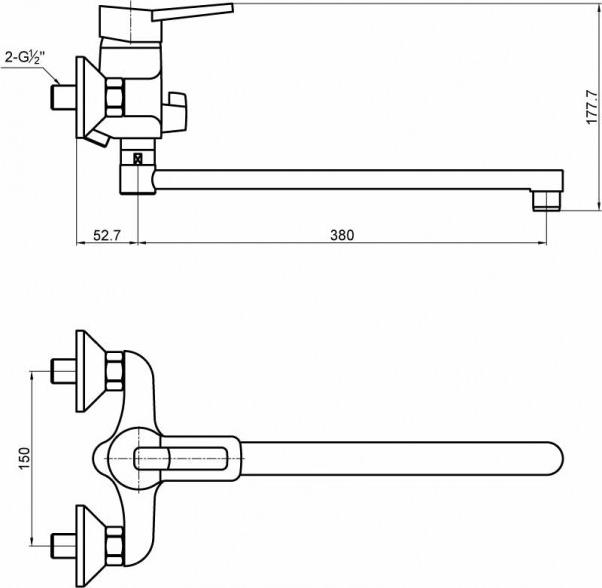 Смеситель Timo Junior Inox 1905Y-CR chrome для ванны с душем