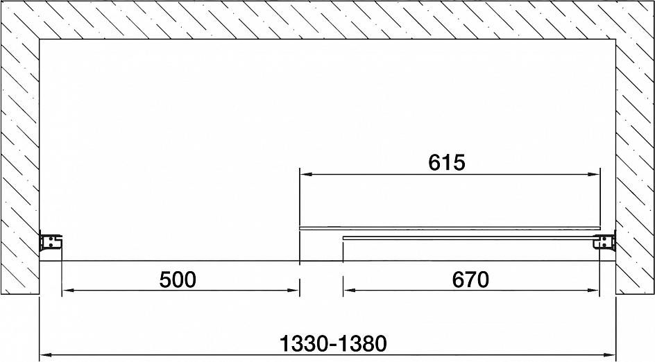 Душевая дверь в нишу Vegas Glass ZP 135 05 01, профиль бронза, стекло прозрачное