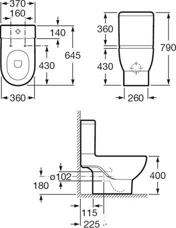 Напольный унитаз Roca Meridian-N 342245000 с бачком 341240000 подвод снизу бачка