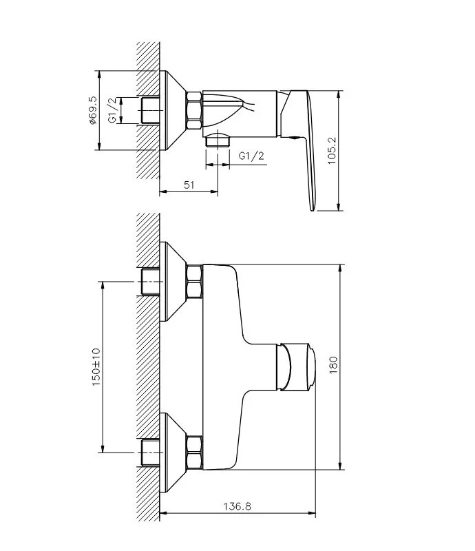 Смеситель для душа Koller Pool Line LN0450 хром