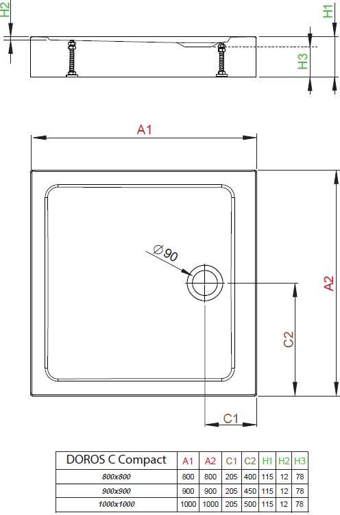 Душевой поддон Radaway Doros C Compact 90x90 см SDRC9090-05, белый