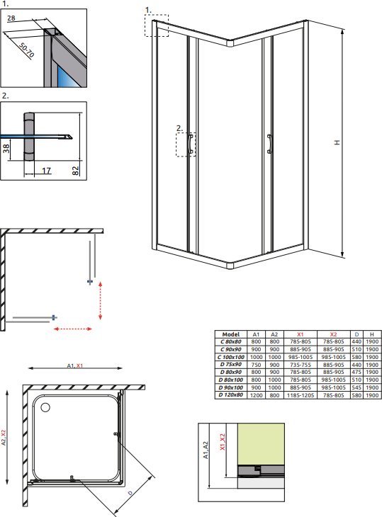 Душевой уголок 120х80 см Radaway Premium Plus D 120x80 30435-01-01N стекло прозрачное