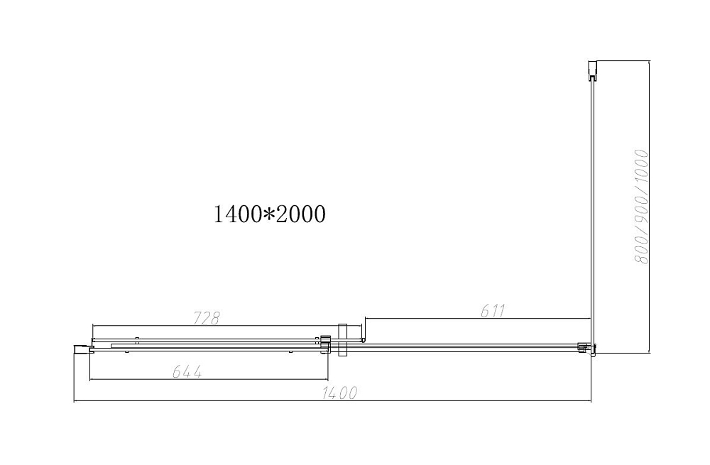 Душевой уголок Vincea Dice VSR-4D9014CLB 140x90, черный, стекло прозрачное