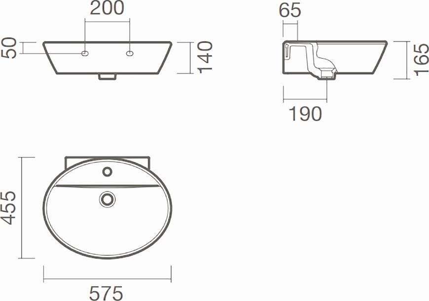 Раковина подвесная 57 см Sanitana Soft S10015836200000, белый