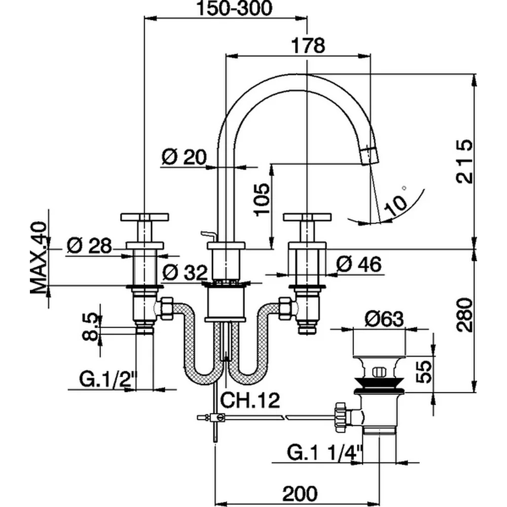 Смеситель для раковины Cisal Barcelona Quad BQ00107021 хром