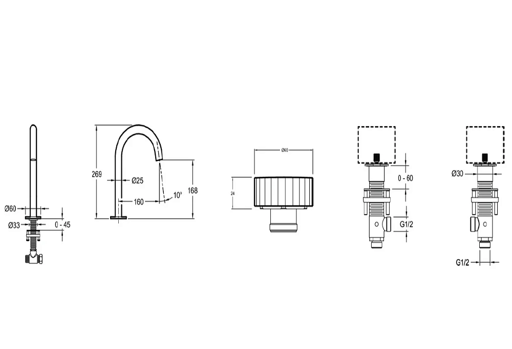 Смеситель для раковины Jacob Delafon Grands Boulevards E25387-2MB/E25390-2MB/E25389-NF желтый