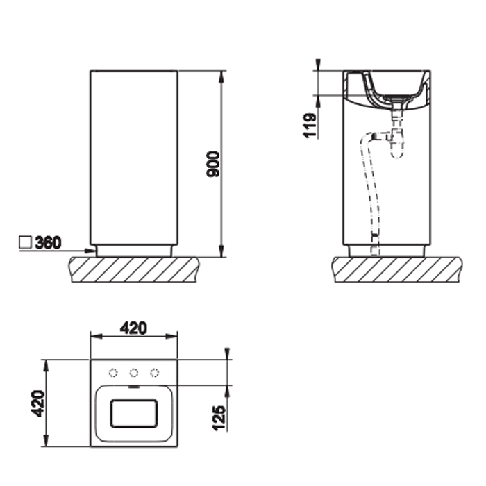 Раковина напольная 42 см Gessi Rettangolo 37527#521, белый матовый