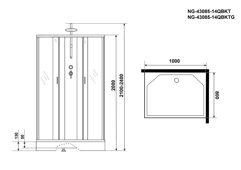 Душевая кабина Niagara Classic 430853QBKT стекло матовое, профиль серебро