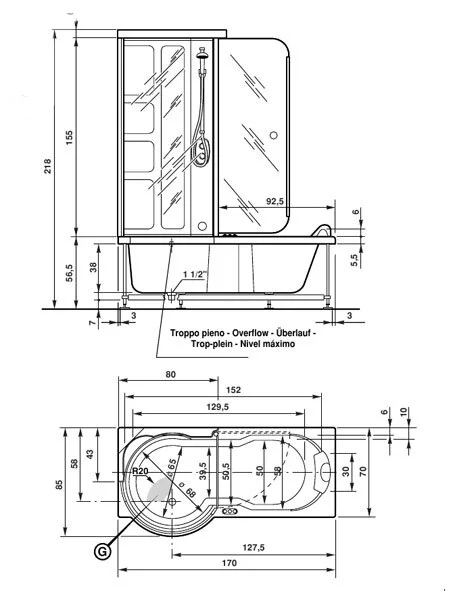 Душевая кабина Albatros Tandem ADCT55SCMBNFL00