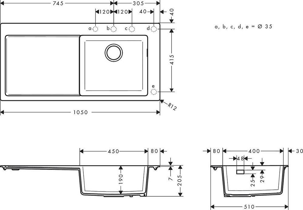 Кухонная мойка Hansgrohe S51 S514-F450 43314170