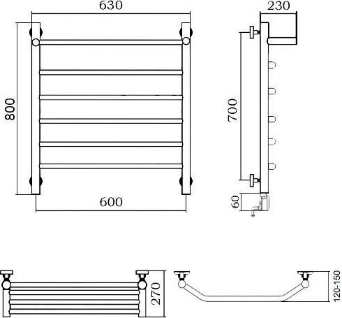 Полотенцесушитель электрический Aquanerzh Трапеция с полкой R 80x60 07-03A8060_R