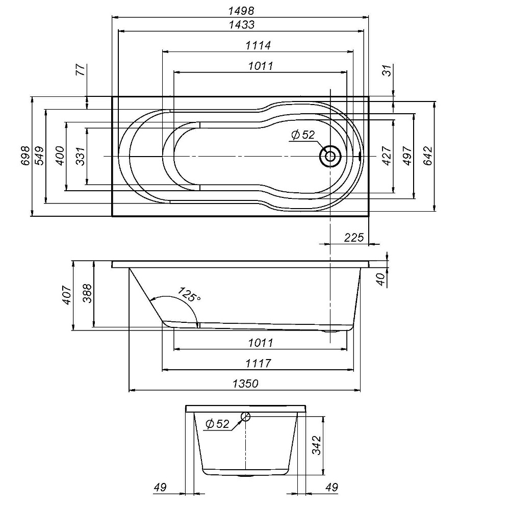 Панель для ванны Am.Pm X-Joy W88A-150-070W-P 150 см