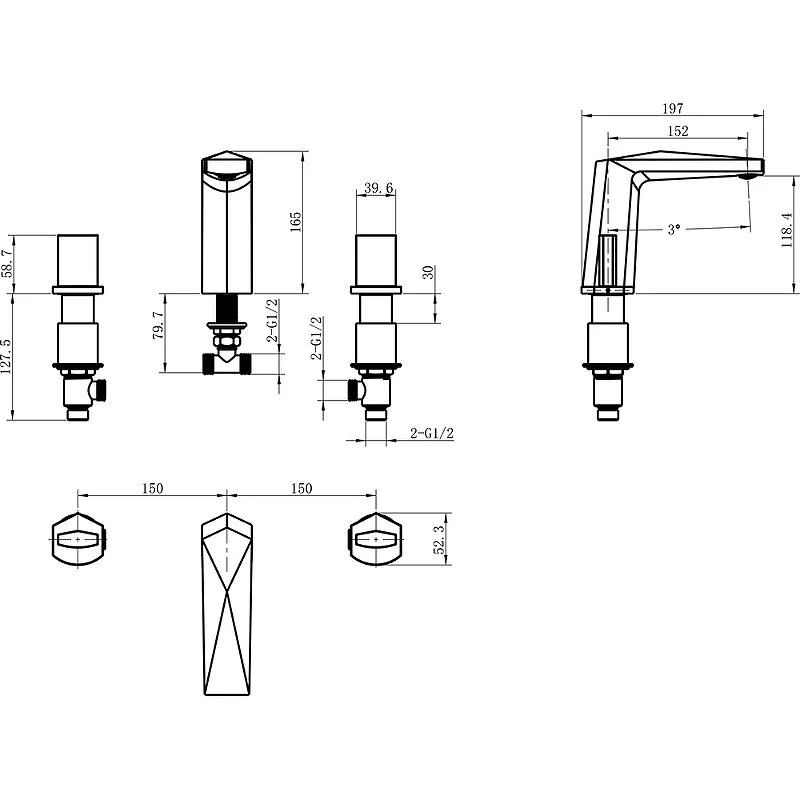 Смеситель для раковины Boheme Venturo 150-WCR-ICE хром, белый