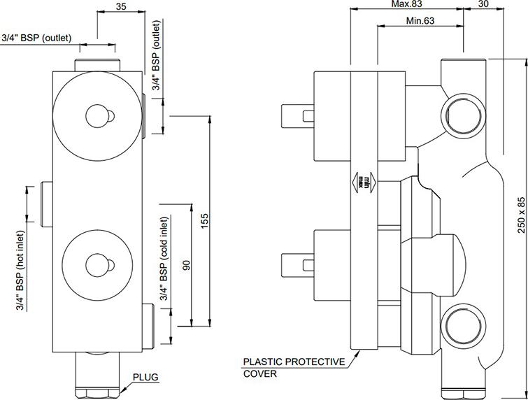 Скрытая часть для смесителя Jaquar Allied ALD-CHR-681E, хром