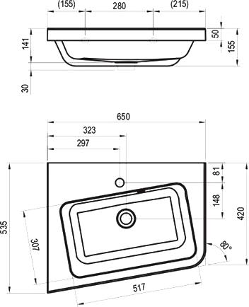 Тумба с раковиной Ravak SD 10° 65 серая L