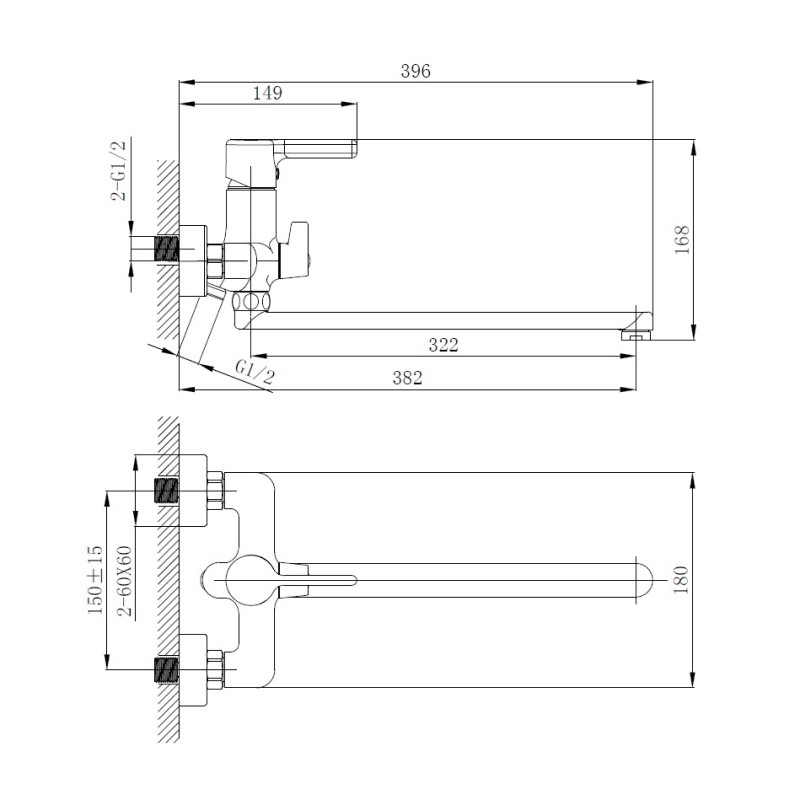 Смеситель для ванны Haiba HB22814-7 черный