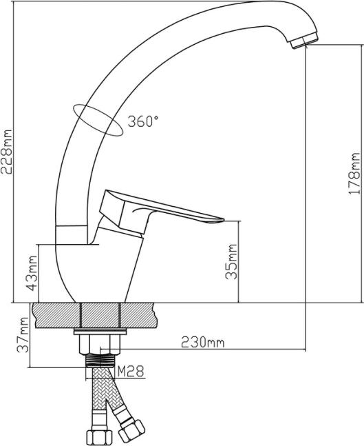 Смеситель для кухни BOOU B8274-10F, хром