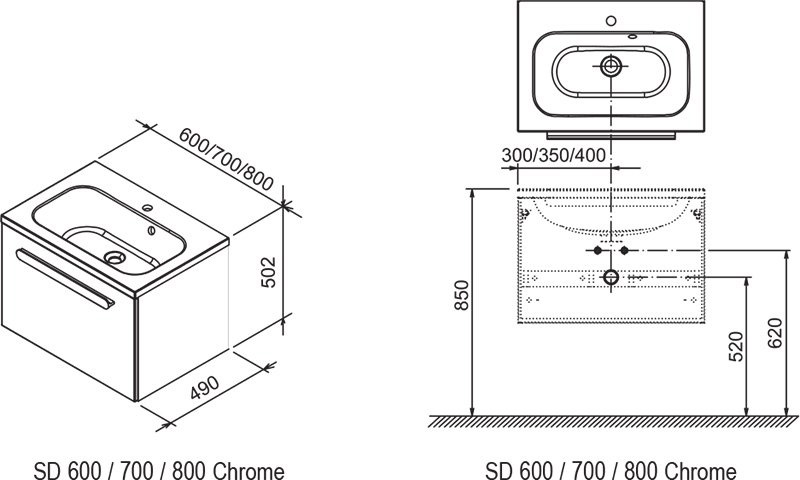 Тумба для комплекта 60 см Ravak Chrome X000000961 капучино/белый