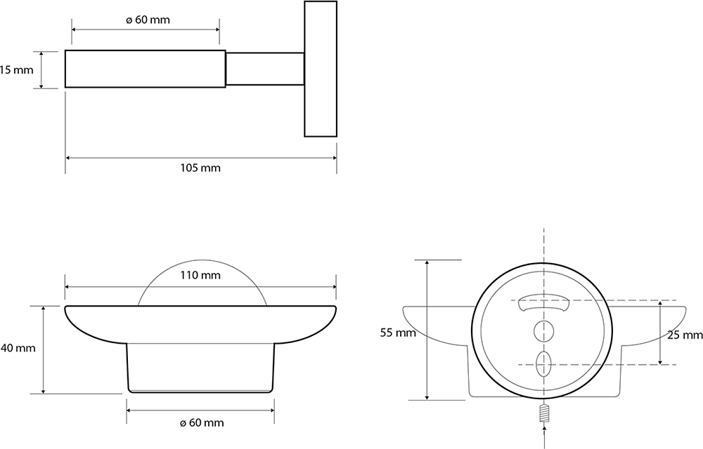 Мыльница Sapho X-Round XB800, чёрный матовый